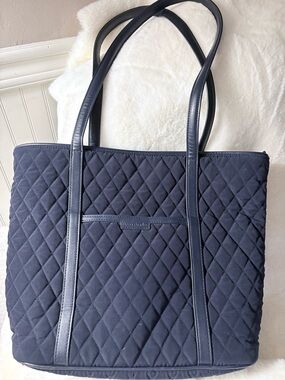 Vera Bradley Quilted Navy Tote with Dual Straps